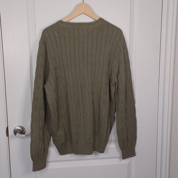 Chaps Ralph Lauren Cable Knit Cotton Ribbed Sweater Men's L Green Fisherman NWT - Picture 4 of 4